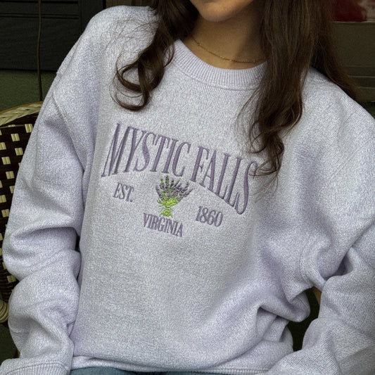 Mystic Falls: Knit-Fleece Crewneck Sweater