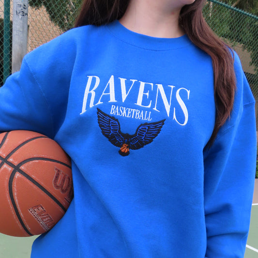Ravens Basketball Embroidered Crewneck Sweater