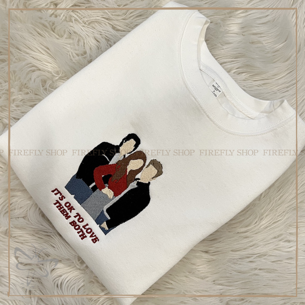 Its Ok To Love Them Both Embroidered Crewneck/Hoodie Xs / White Crewneck Sweater