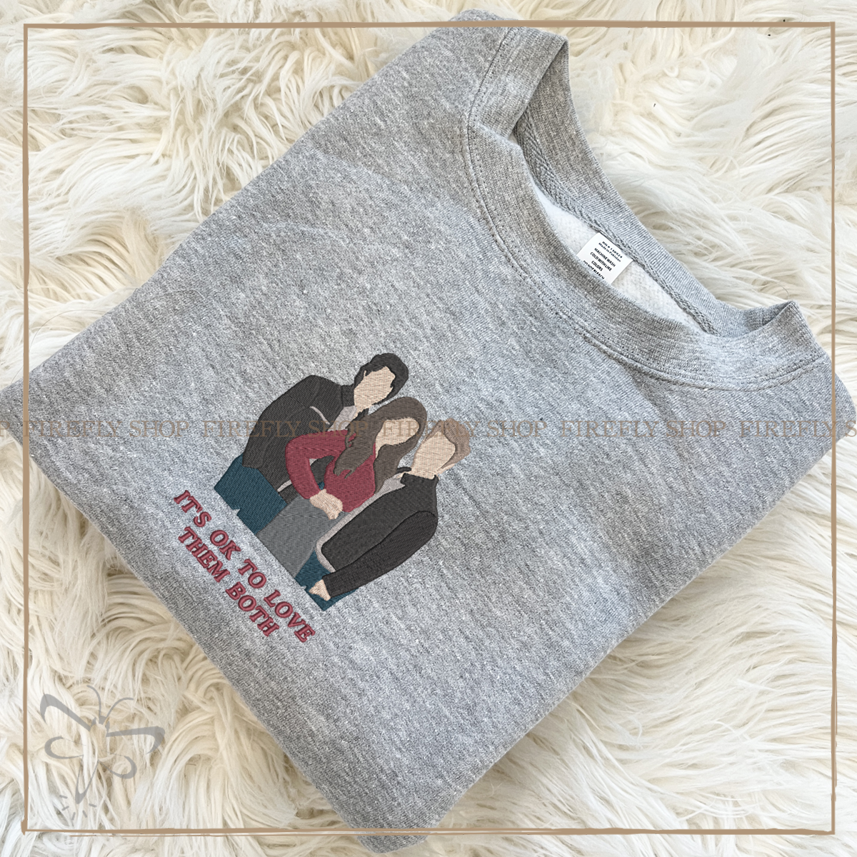 Its Ok To Love Them Both Embroidered Crewneck/Hoodie Xs / Heather Grey Crewneck Sweater