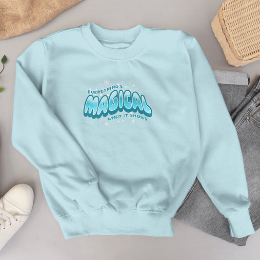 Everythings Magical When It Snows Crewneck Xs / Sky Blue Sweater