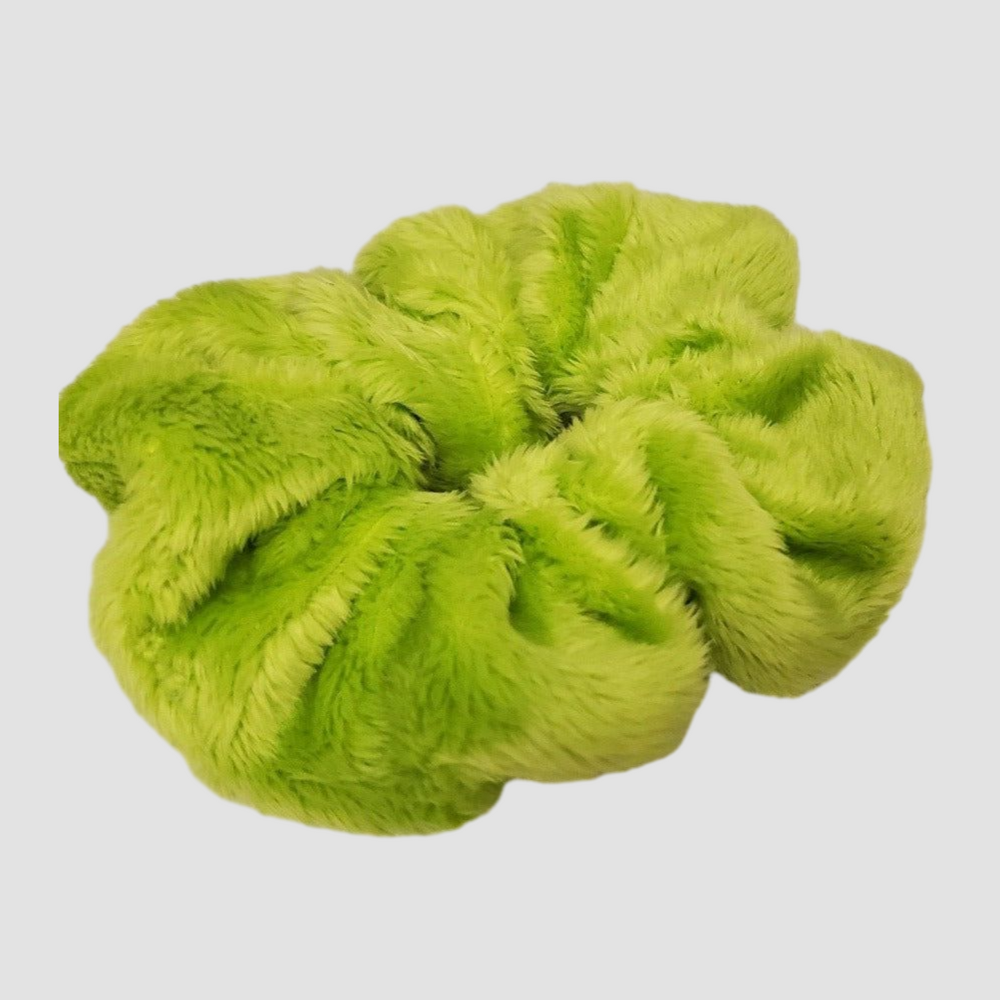 Lime Green Fluffy Velour Hair Scrunchie