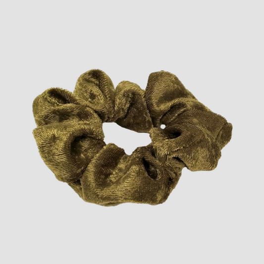 Olive Green Velour Hair Scrunchie