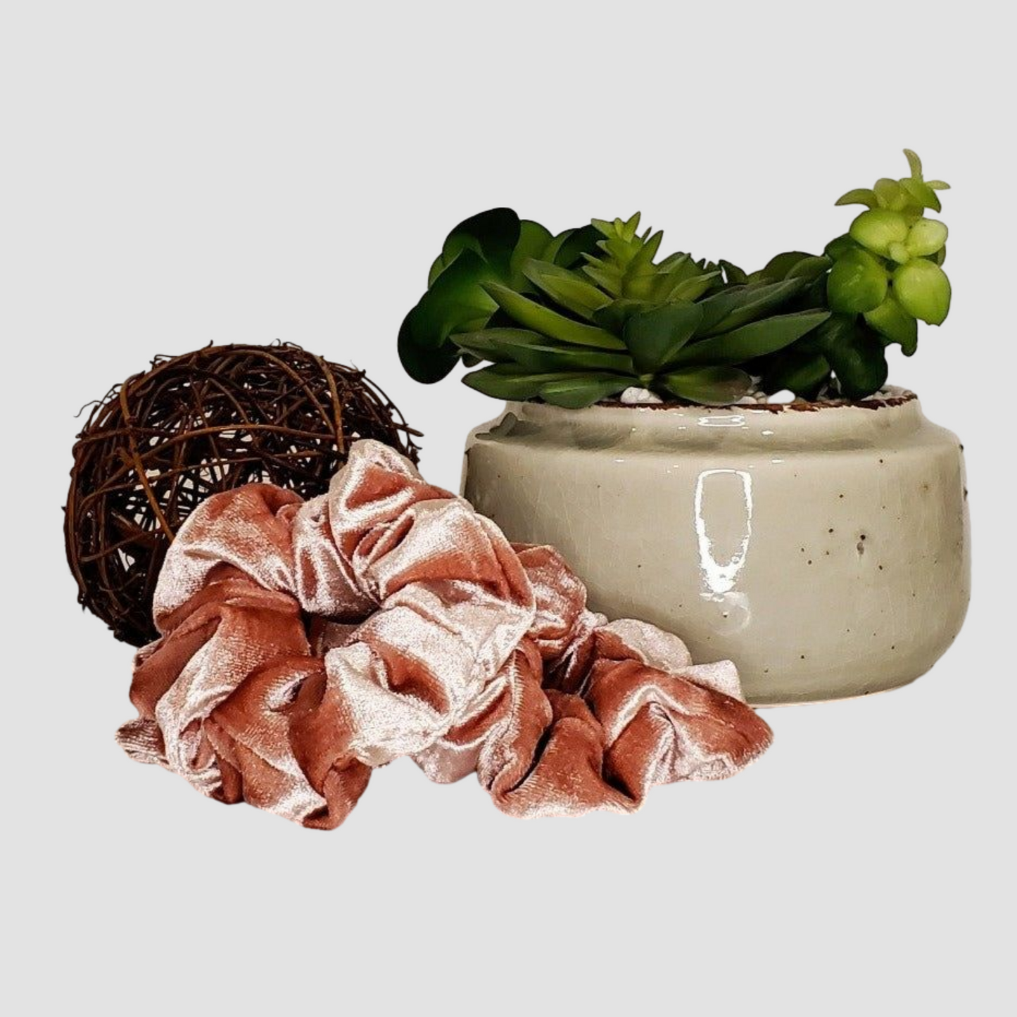 Rose Pink Velour Hair Scrunchie