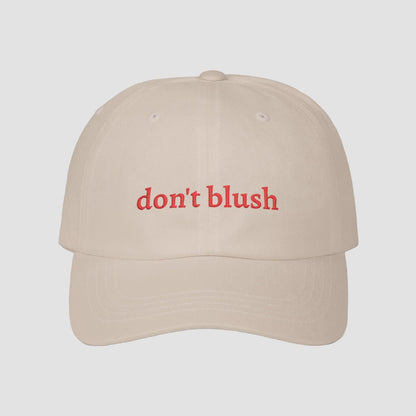 Don't Blush Embroidered White Cotton Baseball Hat