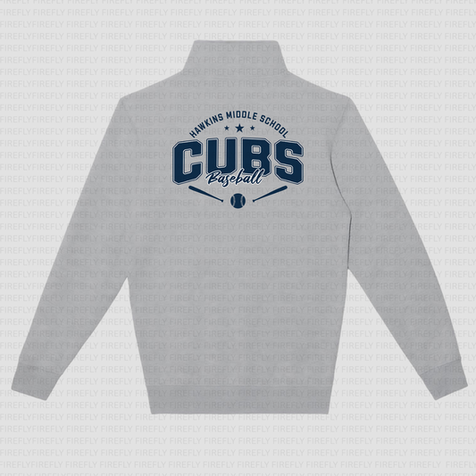 Hawkins Middle School Cubs Baseball - Quarter Zip Sweater/Crewneck