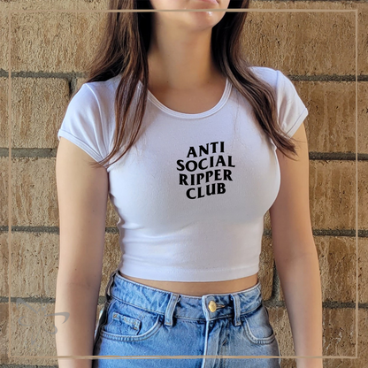 Anti Social Ripper Club - Tank Top/Baby Tee S / White Baby Top