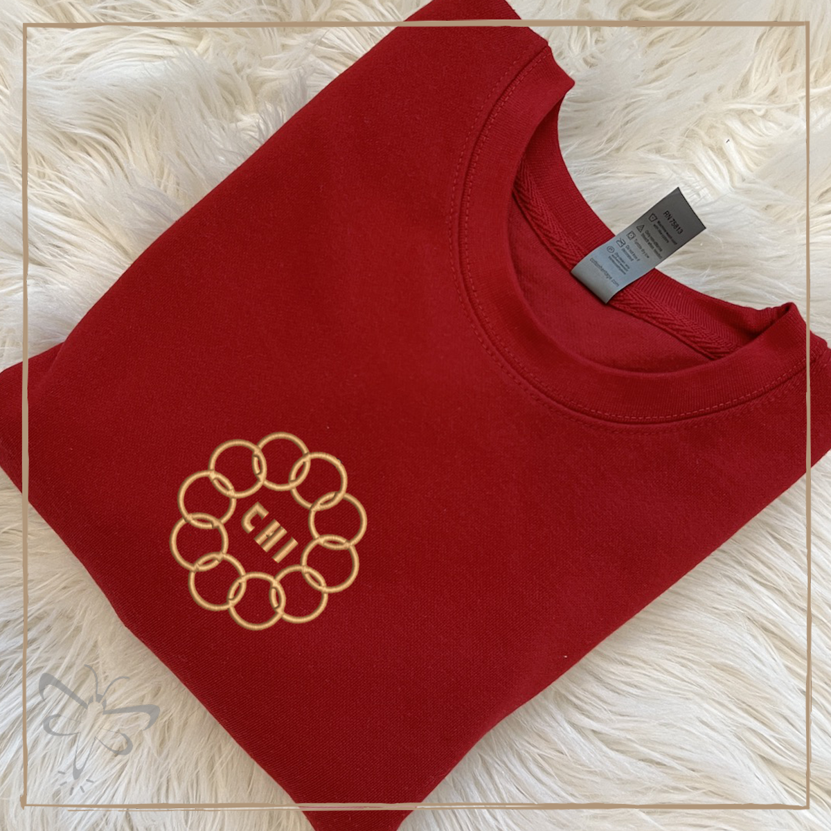 Chi Embroidered Crewneck Xs / Red Sweater