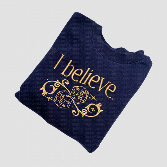 I Believe Embroidered Crewneck Sweater
