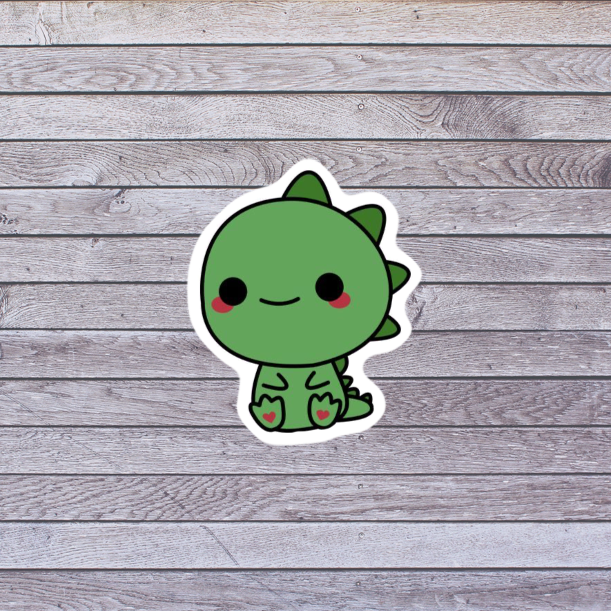 Cute Green Dinosaur Sticker