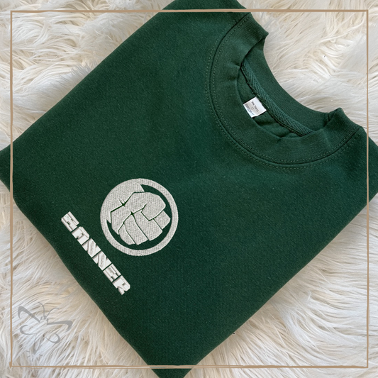 Banner Embroidered Crewneck Xs / Forest Green Sweater