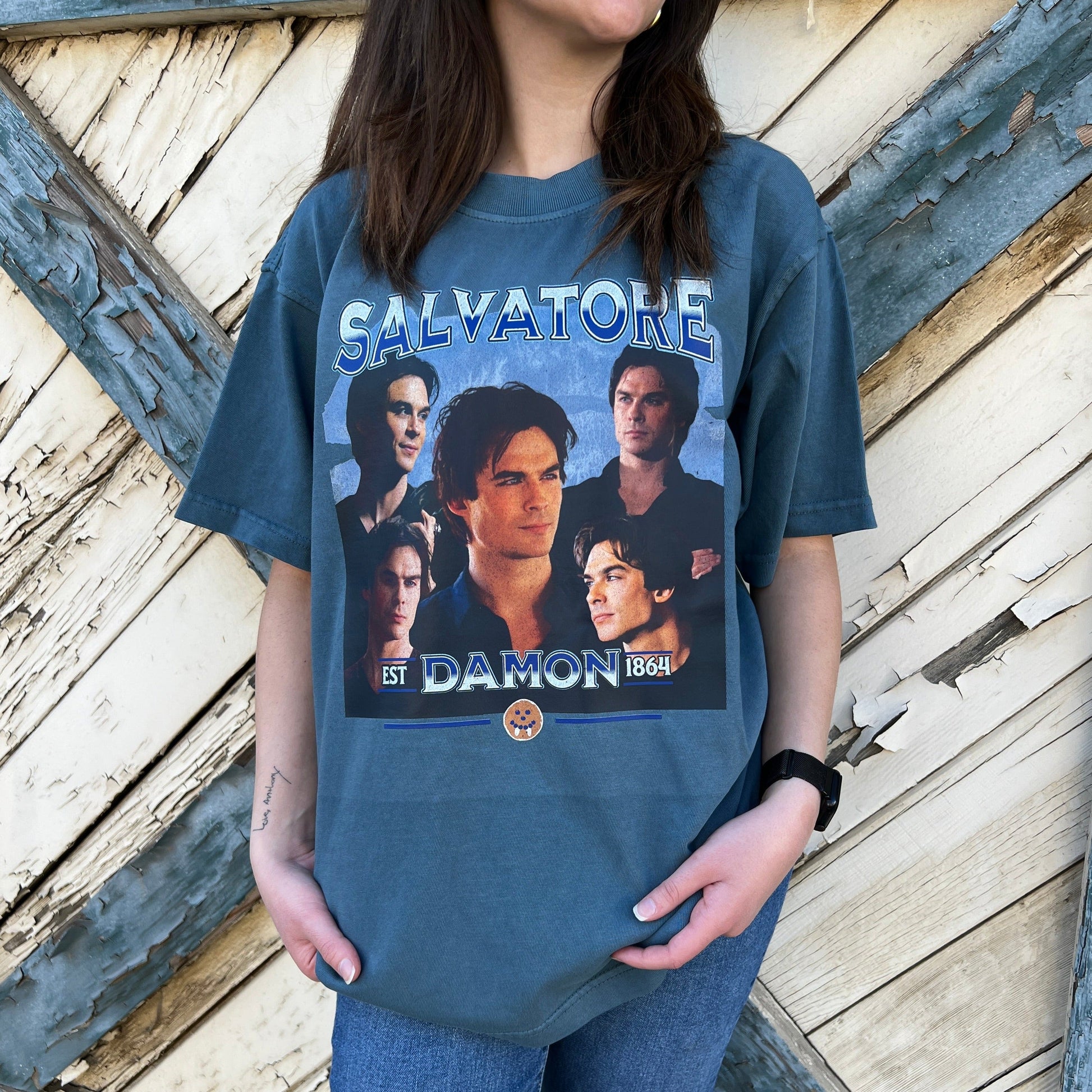 Damon Salvatore Bootleg T-Shirt Xs / Pebble Blue T-Shirt