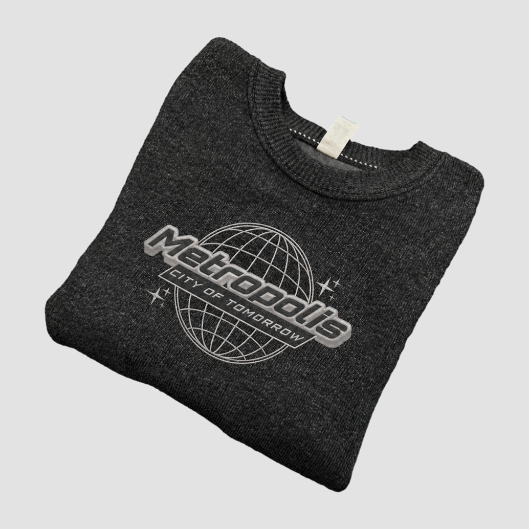 Metropolis: Embroidered Knit-Fleece Crewneck Sweater