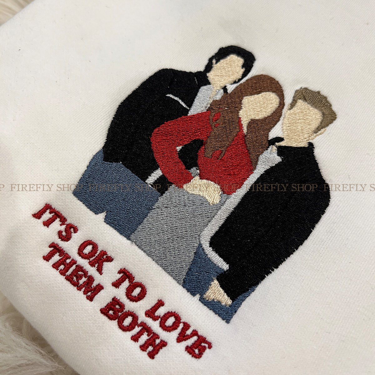 Its Ok To Love Them Both Embroidered Crewneck/Hoodie Crewneck Sweater