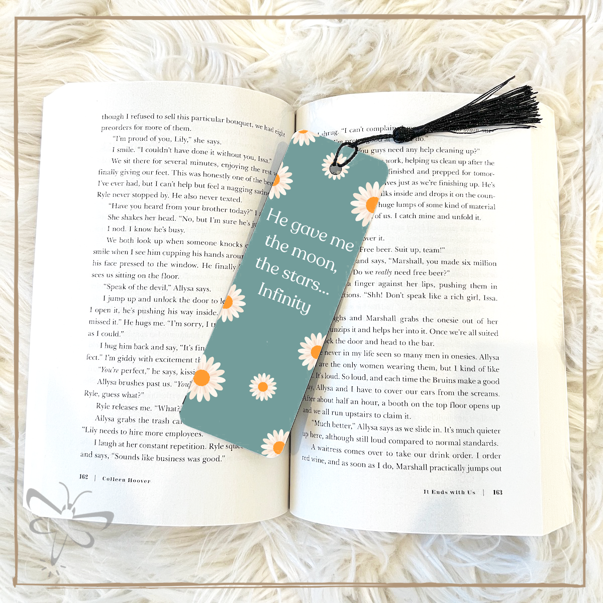 Moon Stars Infinity Bookmark With White Tassel