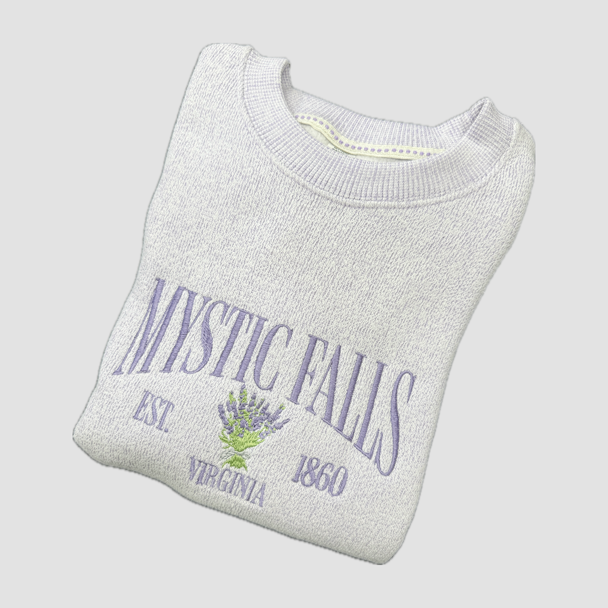 Mystic Falls: Knit-Fleece Crewneck Sweater