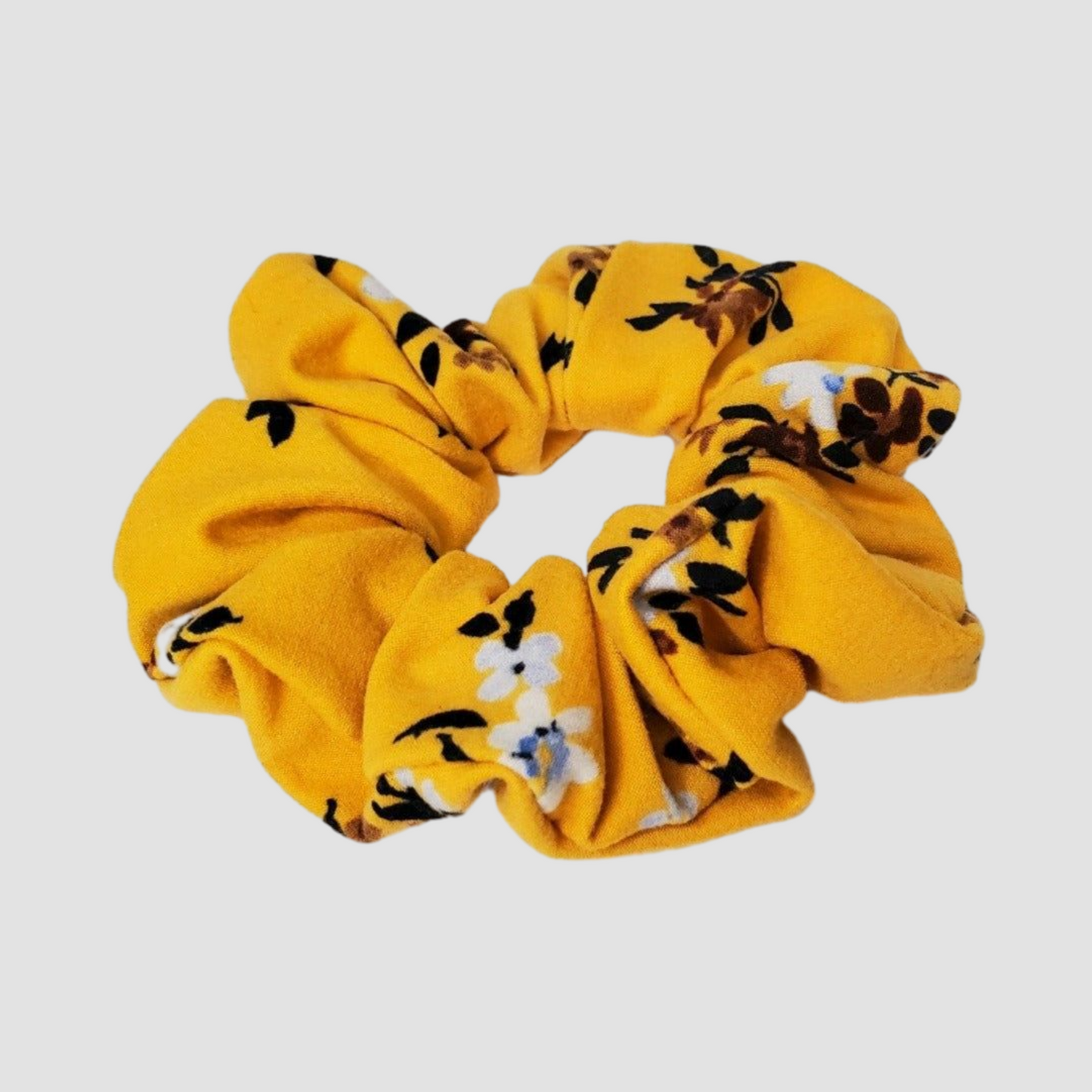 Yellow Floral Hair Scrunchie