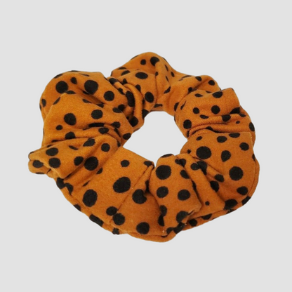 Brown and Black Polka Dot Hair Scrunchie