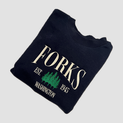 Forks Embroidered Crewneck